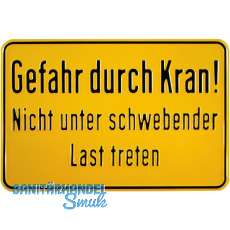 Hinweisschild Gefahr durch Kran! 300 x 200 mm