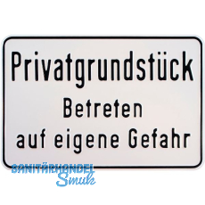 Hinweisschild Privatgrundstück Betreten auf eigene Gefahr 300 x 200 mm Hinweisschild Privatgrundstück Betreten auf eigene Gefahr 300 x 200 mm
