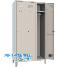 Garderobenschrank Abteilanzahl 3 RAL7035