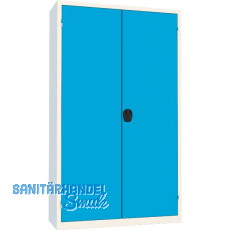 Fl�gelt�rschrank 1950 x 1180 x 500 mm RAL7035 lichtgrau/5012 lichtblau