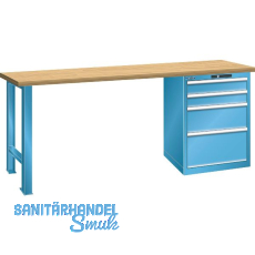 LISTA Werkbank 27x36E Multiplex 2000x750x840mm KEY Lock RAL5012 4 Laden 75kg