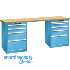 LISTA Werkbank 27x36E Multiplex 2000x750x840mm KEY Lock RAL5012 9 Laden 75kg LISTA Werkbank 27x36E Multiplex 2000x750x840mm KEY Lock RAL5012 9 Laden 75kg