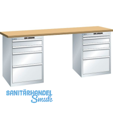 LISTA Werkbank 27x36E Multiplex 2000x750x840mm KEY Lock RAL7035 9 Laden 75kg