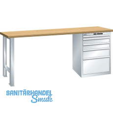 LISTA Werkbank 27x36E Multiplex 2000x750x840mm KEY Lock RAL7035 5 Laden 75kg