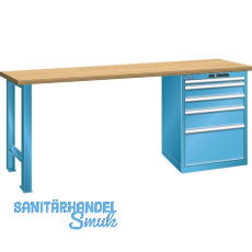 LISTA Werkbank 27x36E Buche 2000x800x850mm KEY Lock RAL5012 5 Laden 75kg LISTA Werkbank 27x36E Buche 2000x800x850mm KEY Lock RAL5012 5 Laden 75kg