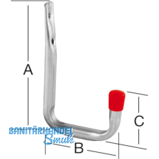 Wandhaken U-Form 140 x 114 x 53 mm verzinkt rote Endkappen