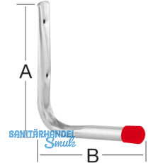 Wandhaken L-Form 150 x 165 mm verzinkt rote Endkappen