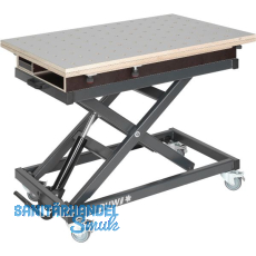 RUWI Hubtisch Premium HPL Schwenk-Lochrasterplatte mit seitlichem Profil RUWI Hubtisch Premium HPL Schwenk-Lochrasterplatte mit seitlichem Profil