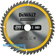 DeWALT Bau-Kreiss�geblatt station�r, � 250 mm, Bohrung 30 mm, Z48 WZ