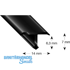 K�GELE T-Profil Alu schwarz eloxiert 14/7/2700 mm