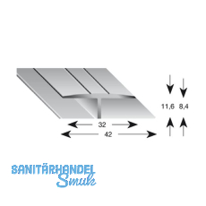 K�GELE Gleitabschlussprofil H Alu silber eloxiert 8/2700 mm