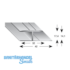 K�GELE Gleitabschlussprofil H Alu silber eloxiert 14/2700 mm