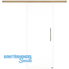 Glasschiebet�r Set Klarglas, 920x2100mm, Inlay CPL Risseiche, Sto�griff silber