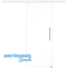 Glasschiebet�r Set Klarglas, 920x2100mm, Inlay CPL Bianco, Sto�griff silber