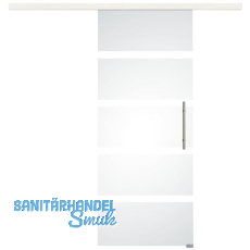 Glasschiebet�r Set Sensita 15, 820x2100mm, Inlay CPL Bianco, Sto�griff silber