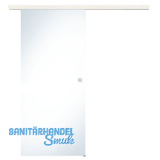 Glasschiebet�r Set Klarglas, 920x2100mm, Inlay CPL Bianco Muschelgriff silber