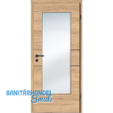 SOLIDO Smart Innentüre CPL Saloon Eiche 2 Lisenen schwarz GL RE TBA 750/2030mm SOLIDO Smart Innentüre CPL Saloon Eiche 2 Lisenen schwarz GL RE TBA 750/2030mm