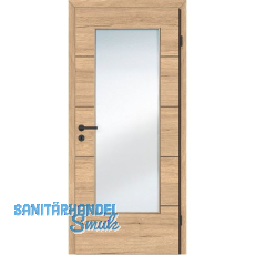 SOLIDO Smart Innentüre CPL Saloon Eiche 4 Lisenen schwarz GL RE TBA 750/2030mm SOLIDO Smart Innentüre CPL Saloon Eiche 4 Lisenen schwarz GL RE TBA 750/2030mm