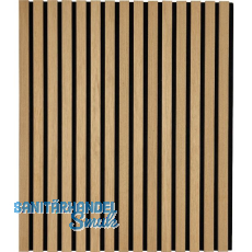 Akustikpaneel mit Softkante Eiche Natur roh / schwarz Akustikpaneel mit Softkante Eiche Natur roh / schwarz