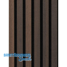 Akustikpaneel Muster mit Softkante Eiche geräuchert roh / schwarz Akustikpaneel Muster mit Softkante Eiche geräuchert roh / schwarz