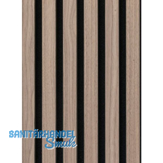 Akustikpaneel Muster mit Softkante Nuss Natur roh / schwarz Akustikpaneel Muster mit Softkante Nuss Natur roh / schwarz