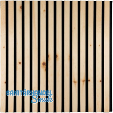 Akustikpaneel mit Softkante Zirbe Natur roh / schwarz Akustikpaneel mit Softkante Zirbe Natur roh / schwarz