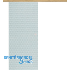 Glasschiebet�r Set Smaragd klar, Inlay Eiche, Muschelgriff silber, 820