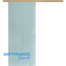 Glasschiebet�r Set Brillant wei�, Inlay Eiche, Muschelgriff silber, 920