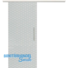 Glasschiebetür Set Brillant klar, Inlay Bianco, Stoßgriff silber, 820 mm Glasschiebetür Set Brillant klar, Inlay Bianco, Stoßgriff silber, 820 mm