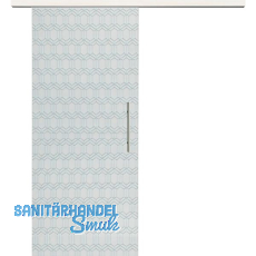 Glasschiebet�r Set Grande Smaragd klar, Inlay Bianco, Sto�griff silber, 820