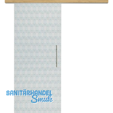 Glasschiebetür Set Grande Smaragd klar, Inlay Eiche, Stoßgriff silber, 920 Glasschiebetür Set Grande Smaragd klar, Inlay Eiche, Stoßgriff silber, 920