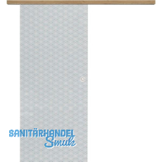 Glasschiebetür Set Brillant klar, Inlay Risseiche, Muschelgriff silber, 720 mm Glasschiebetür Set Brillant klar, Inlay Risseiche, Muschelgriff silber, 720 mm