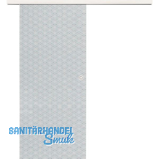 Glasschiebet�r Set Brillant klar, Inlay Bianco, Muschelgriff silber, 720 mm