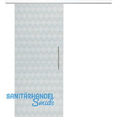 Glasschiebet�r Set Grande Smaragd klar, Inlay wei�, Sto�griff silber, 720