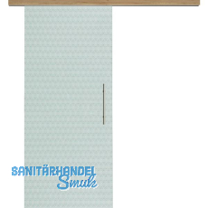 Glasschiebet�r Set Smaragd klar, Inlay Risseiche, Sto�griff silber, 720 mm