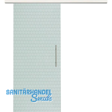 Glasschiebet�r Set Smaragd klar, Inlay Bianco, Sto�griff silber, 720 mm