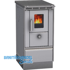 LOHBERGER Festbrennstoffherd Rega 40, Edelstahl-schwarz LOHBERGER Festbrennstoffherd Rega 40, Edelstahl-schwarz