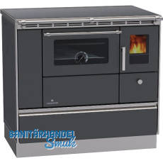 LOHBERGER Festbrennstoffherd Rega 90, Schwarzgrau matt