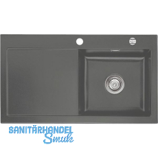 SYSTEMCERAM Einbauspüle Mera 90, 900 x 510 mm ±1,5% Tt. links, Lava Excenter SYSTEMCERAM Einbauspüle Mera 90, 900 x 510 mm ±1,5% Tt. links, Lava Excenter