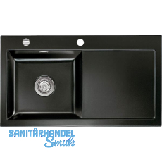 SYSTEMCERAM Einbauspüle Mera 90, 900 x 510 mm Tt. rechts, Nero SYSTEMCERAM Einbauspüle Mera 90, 900 x 510 mm Tt. rechts, Nero