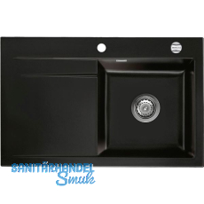 SYSTEMCERAM Einbauspüle Stema 80, 800 x 510 mm ±1,5% Tropfteil links, Nero SYSTEMCERAM Einbauspüle Stema 80, 800 x 510 mm ±1,5% Tropfteil links, Nero