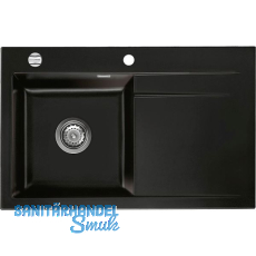 SYSTEMCERAM Einbauspüle Stema 80 Excenter 800 x 510 mm Tropfteil rechts, Nero SYSTEMCERAM Einbauspüle Stema 80 Excenter 800 x 510 mm Tropfteil rechts, Nero