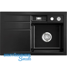 SYSTEMCERAM Einbauspüle Bela 78, 780 x 510 mm ±1,5% Tropfteil links, Nero SYSTEMCERAM Einbauspüle Bela 78, 780 x 510 mm ±1,5% Tropfteil links, Nero