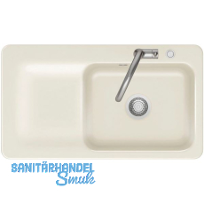 SYSTEMCERAM flächenbündige Spüle Juna 90 F Excenter Tt. links, Magnolie SYSTEMCERAM flächenbündige Spüle Juna 90 F Excenter Tt. links, Magnolie