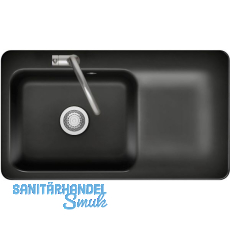 SYSTEMCERAM fl�chenb�ndige Sp�le Juna 90 F, 876 x 486 mm Tt. rechts, Nero