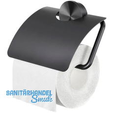 GEESA WC-Papierhalter Opal mit Abdeckung, Metallfinish Schwarz geb�rstet