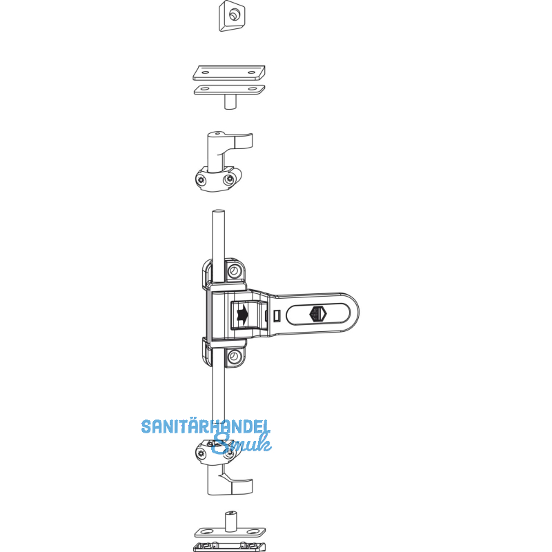 Ladenschnappverschluss Rustico mit Schliezapfenplatten, schwarz (104036)