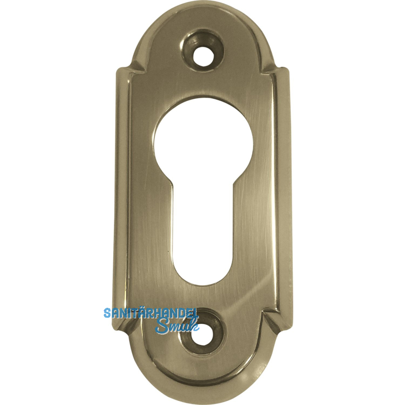 GRUNDMANN Zylinderrosette PZ, WG oval, 32 x 74 x 6, Messing poliert schutzlackiert