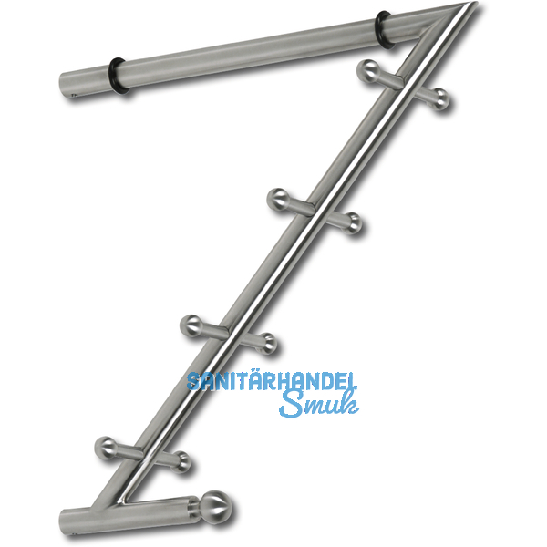 Garderobenarm Month mit 4 Doppelhaken, schwarze Gummiauflage,Edelstahl gebrstet