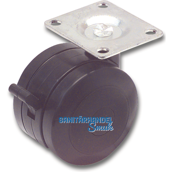 Doppelrolle Spezial Anschraubplatte 65 x 55 mm, Kunststoff schwarz